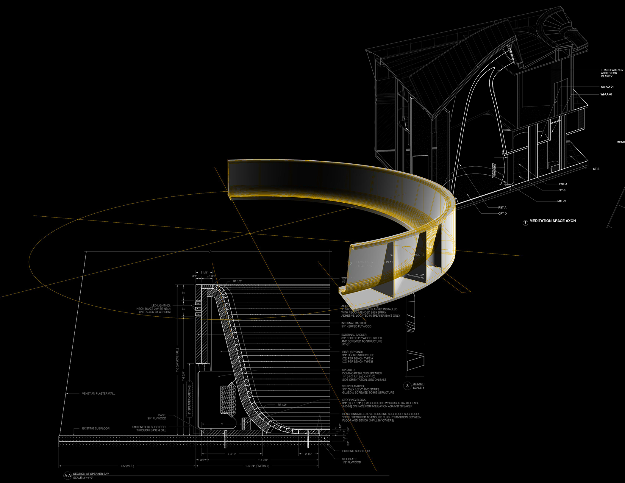 Heartland Whole Health Institute meditation space axonometric shop drawing