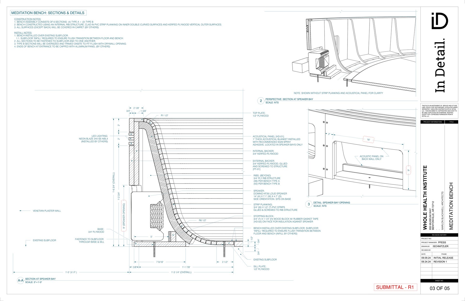 Meditation bench — overview plan and perspective