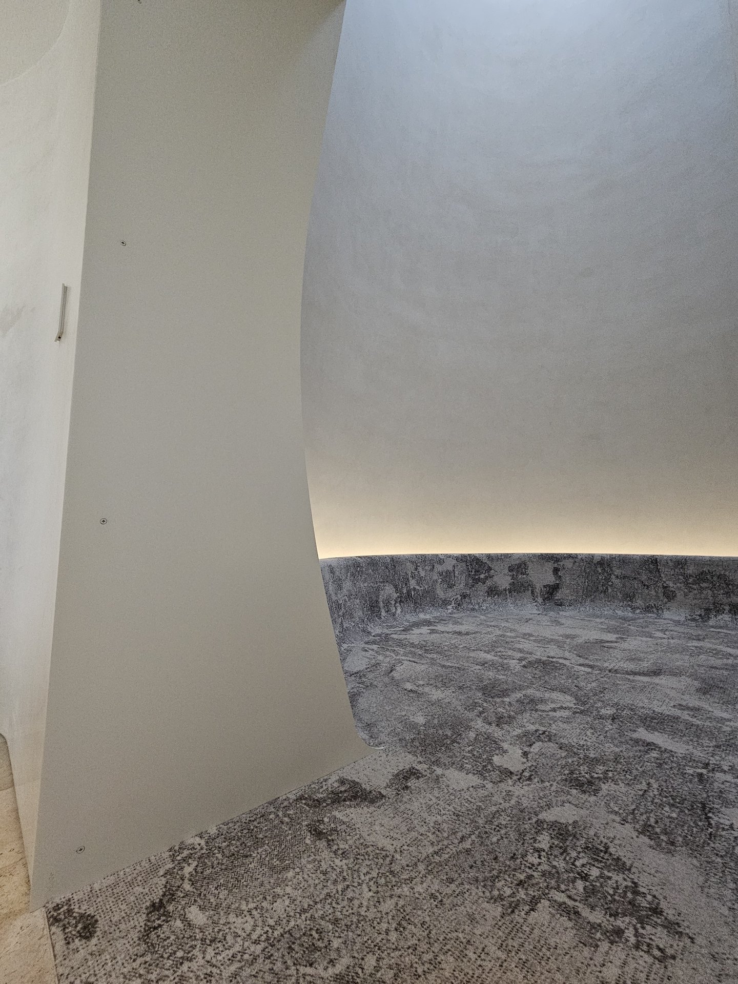 Meditation bench — finished installation, entrance view