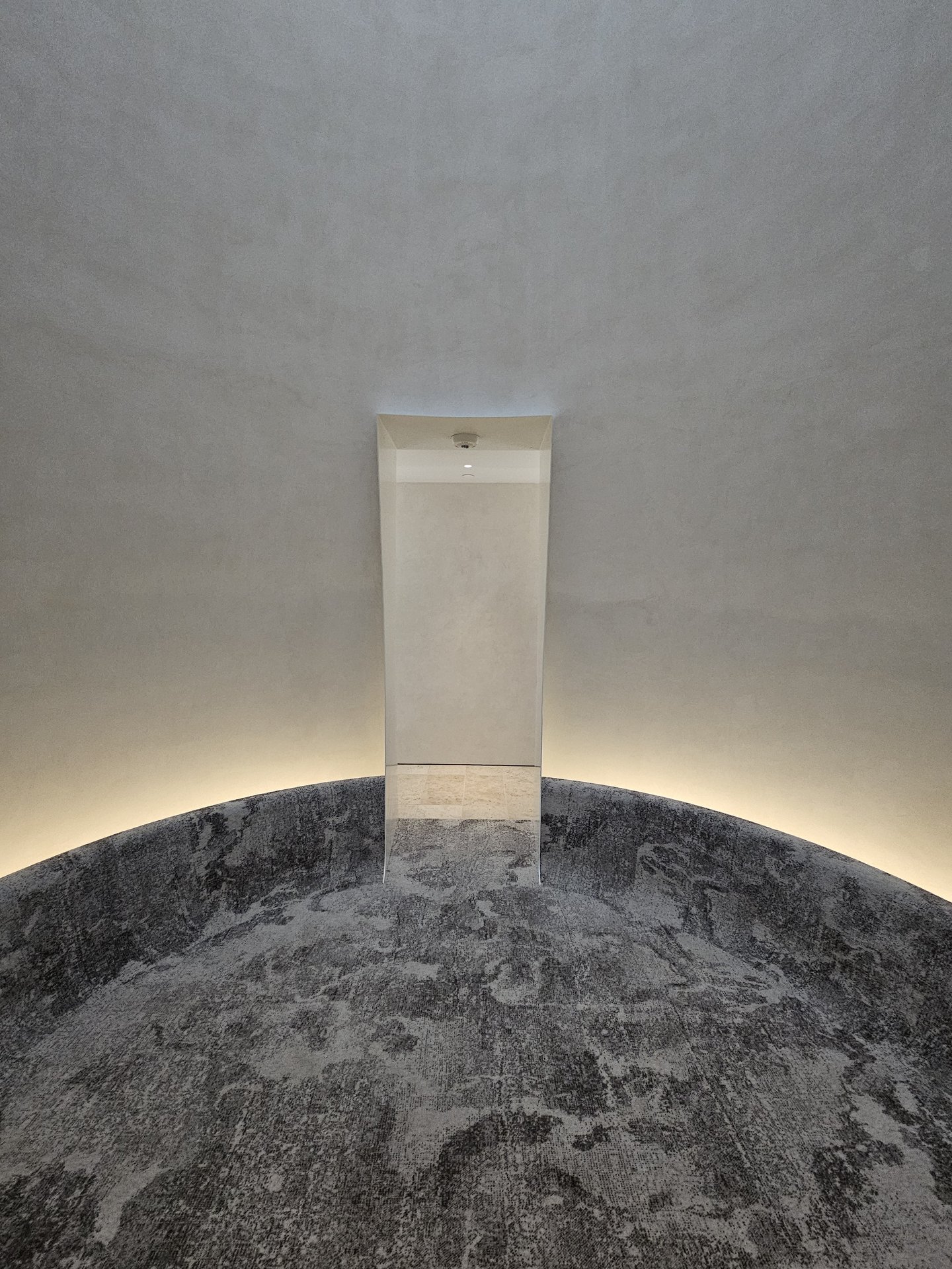Meditation bench — finished installation, overhead view