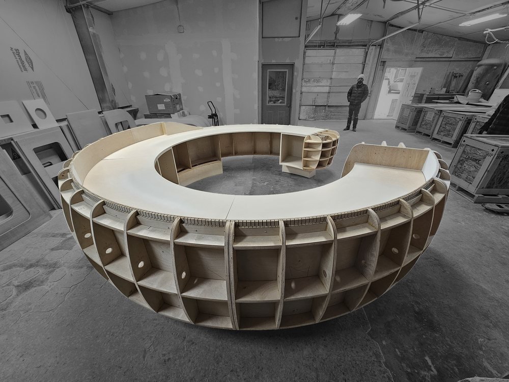 Plywood rib structure fully assembled for test fitting