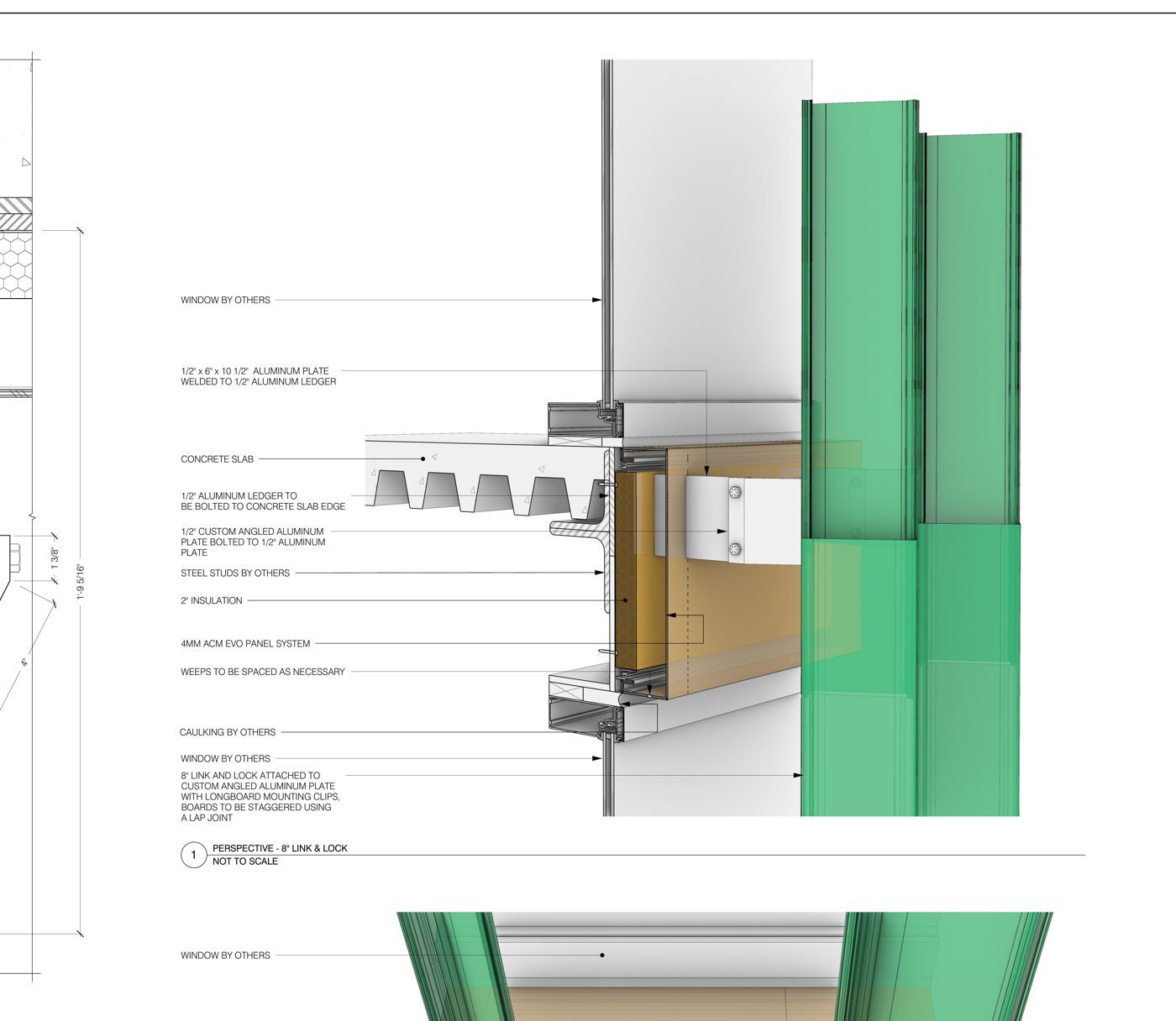 United Village at Midway — aluminum fin facade detail, 3D shop drawing render, St. Paul MN